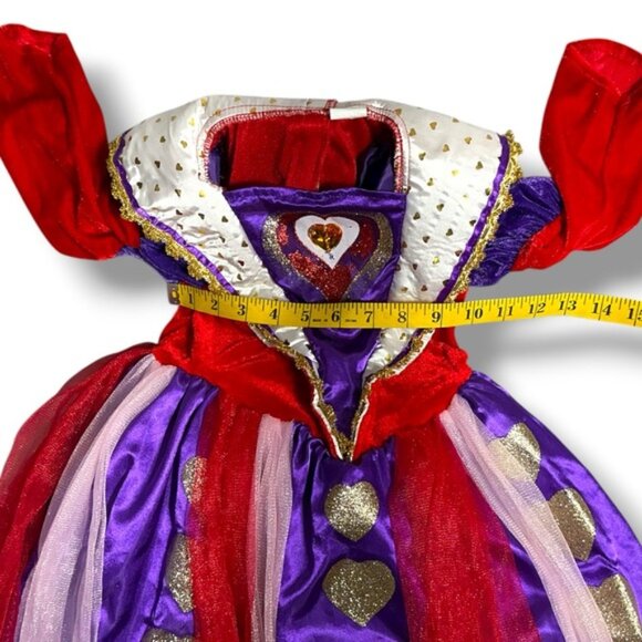 Queen of Hearts Costume Alice Wonderland Red Purple Gold Cracker Barrel Girl 4/5 - Picture 6 of 16